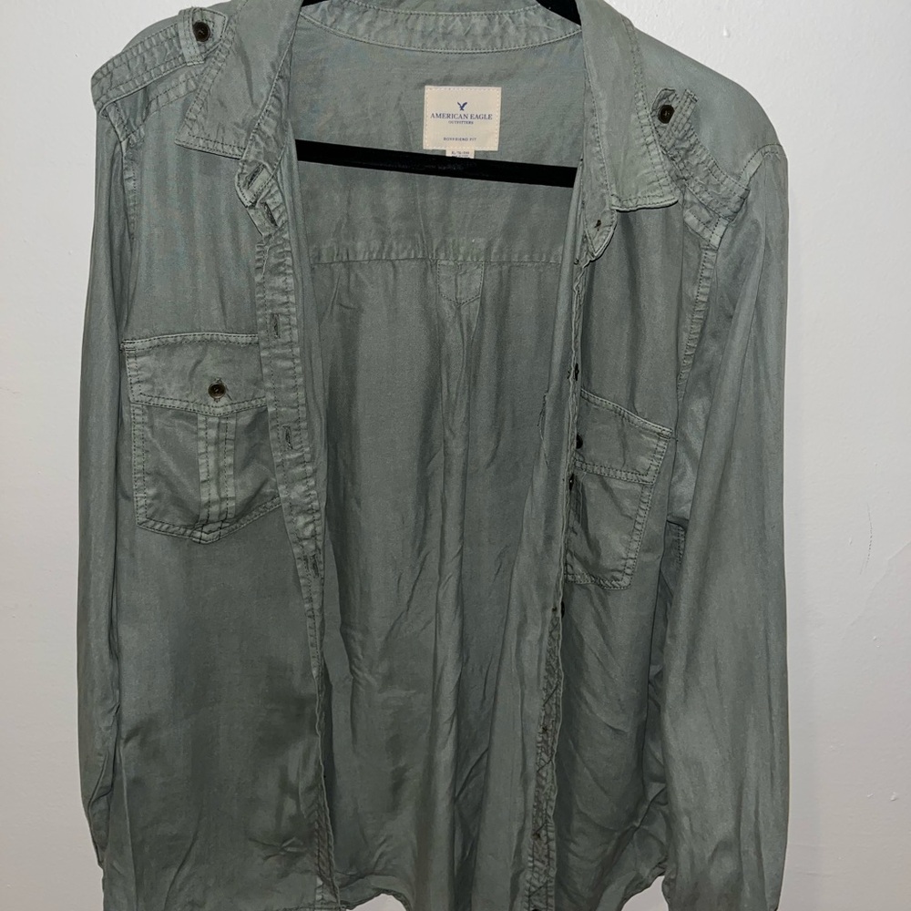 American Eagle Army Green Button Up
